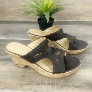 Pesaro Gisella Brown Cork Platform Sandal Size 10
